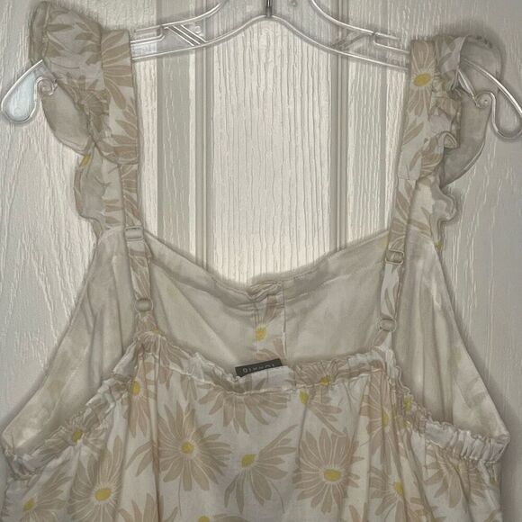Torrid 2 Daisy Daydream Tank Top Sz 2X 18 - 20 Tan White Floral - Picture 7 of 12